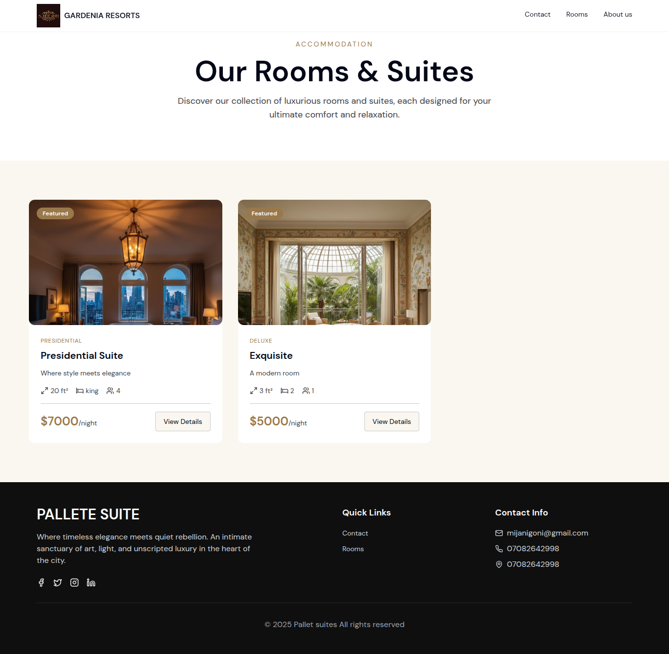 Hotel room web design